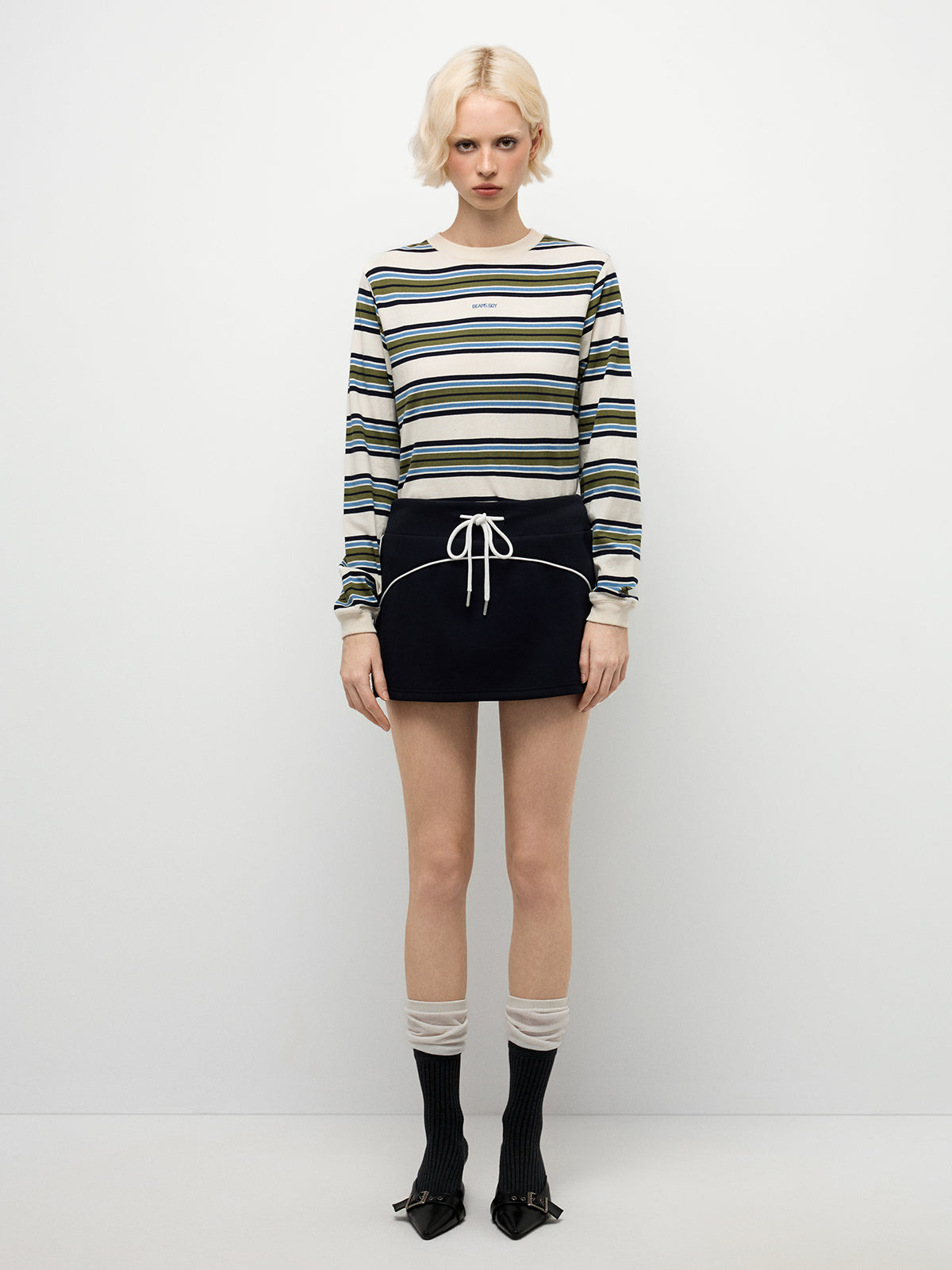 Twirl Knot Mini Skirt – Black Ivory