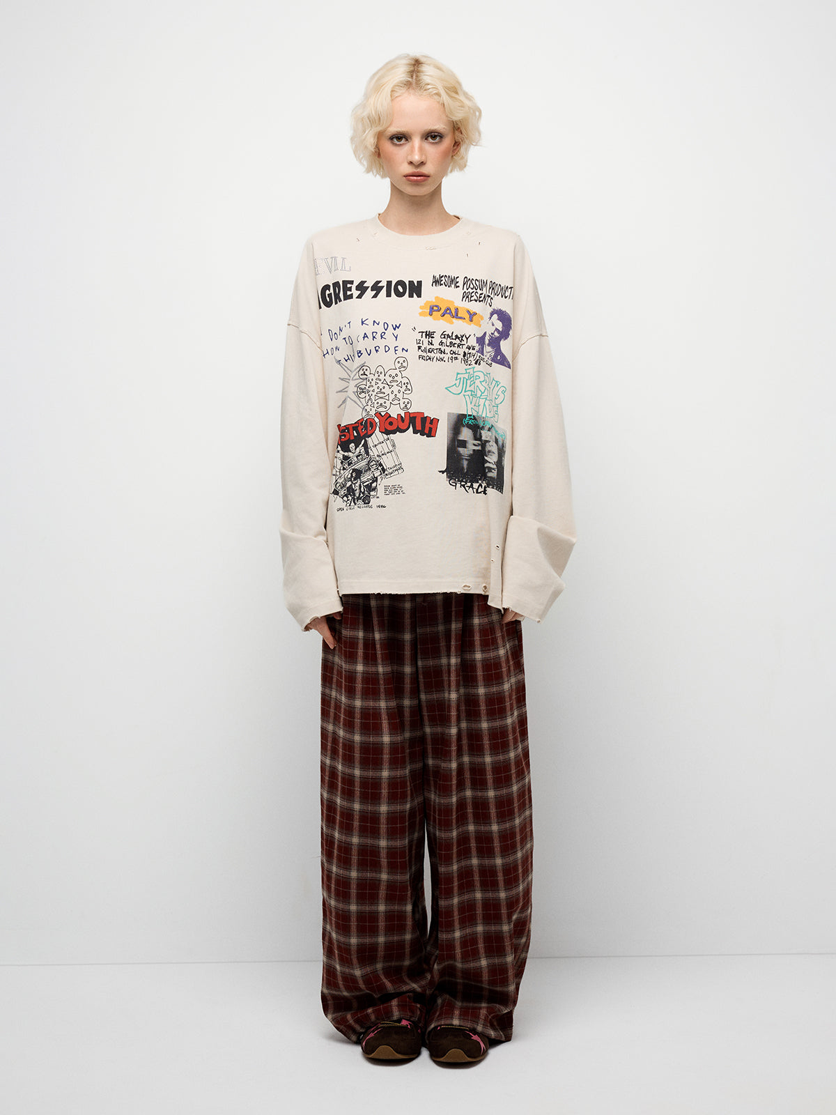 Flannel Check Pants - Red Grid