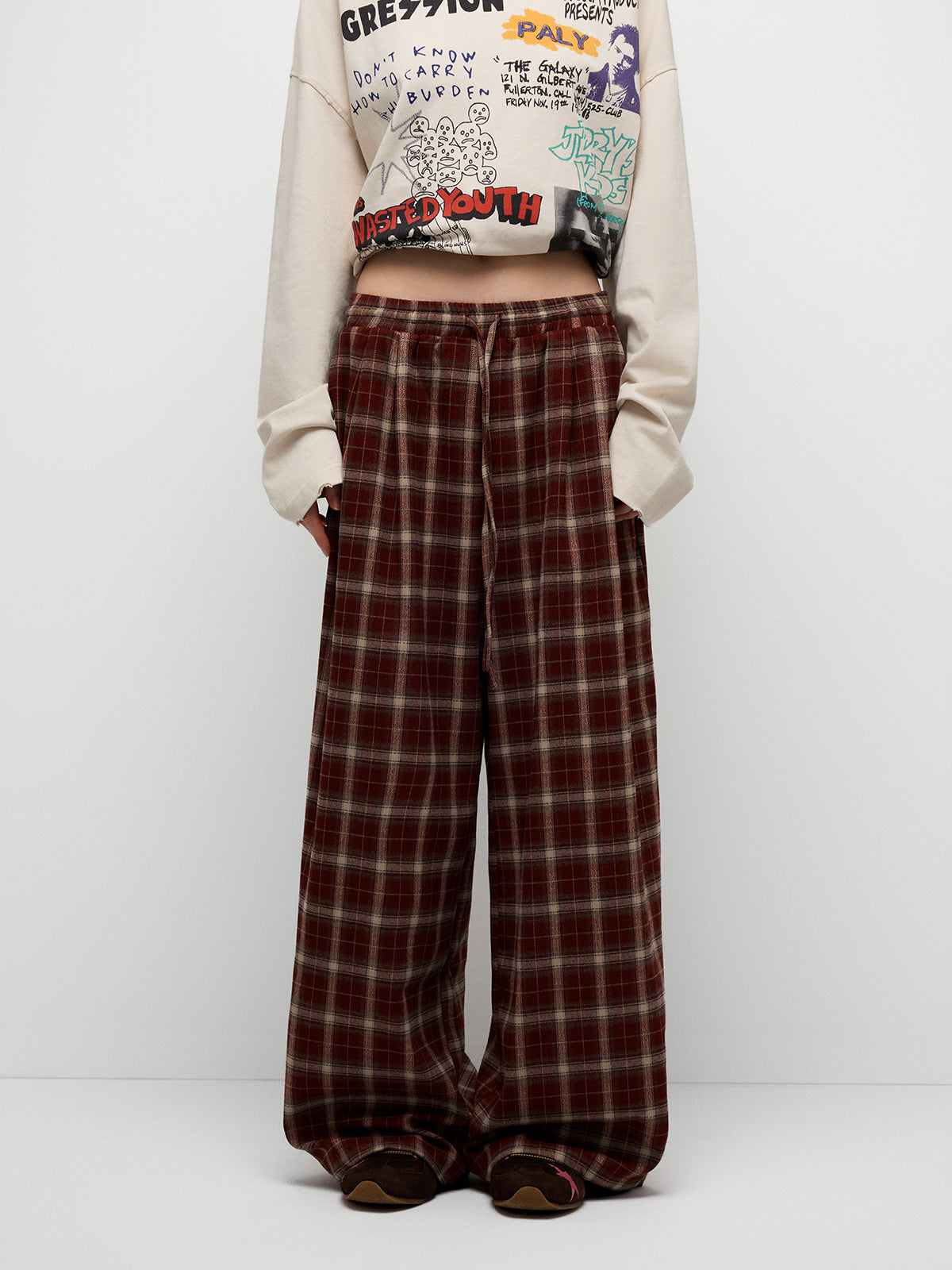 Flannel Check Pants - Red Grid