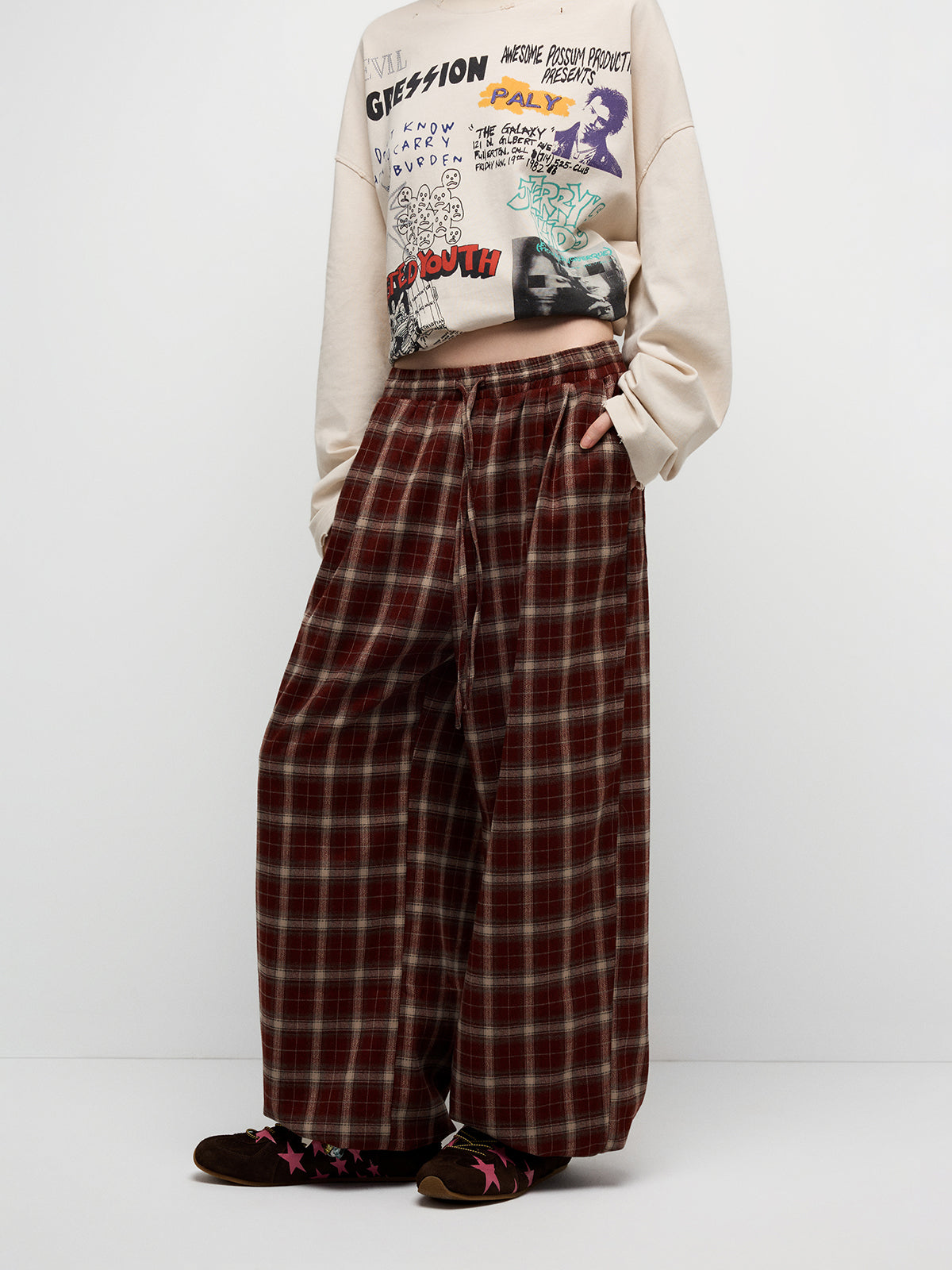 Flannel Check Pants - Red Grid