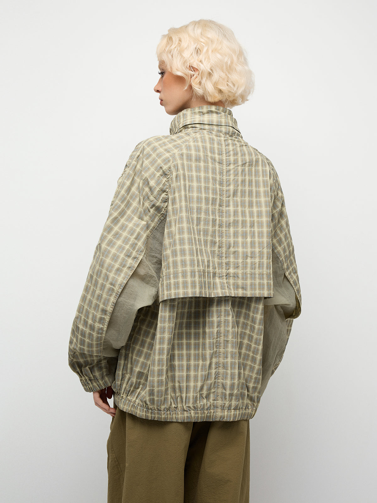 Grid Rush Windbreaker – Lime Beige