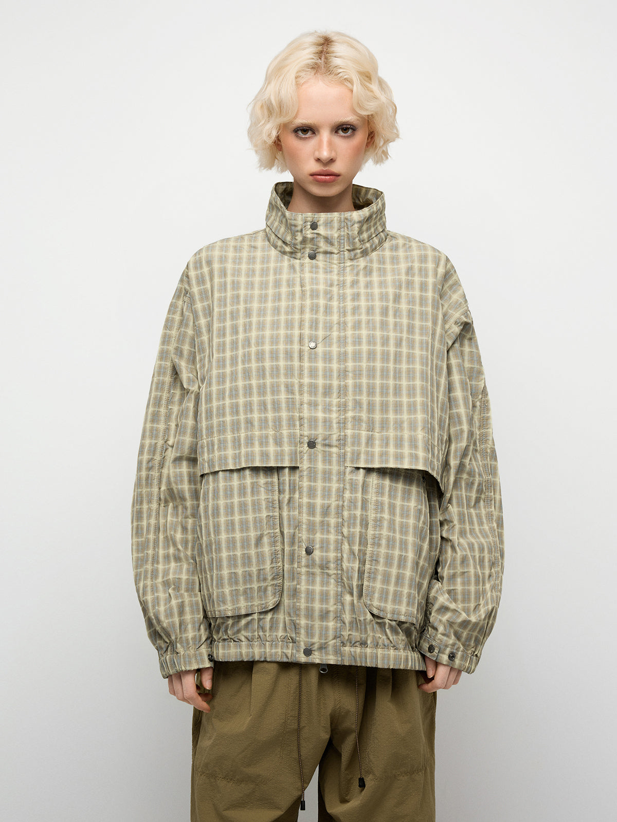 Grid Rush Windbreaker – Lime Beige