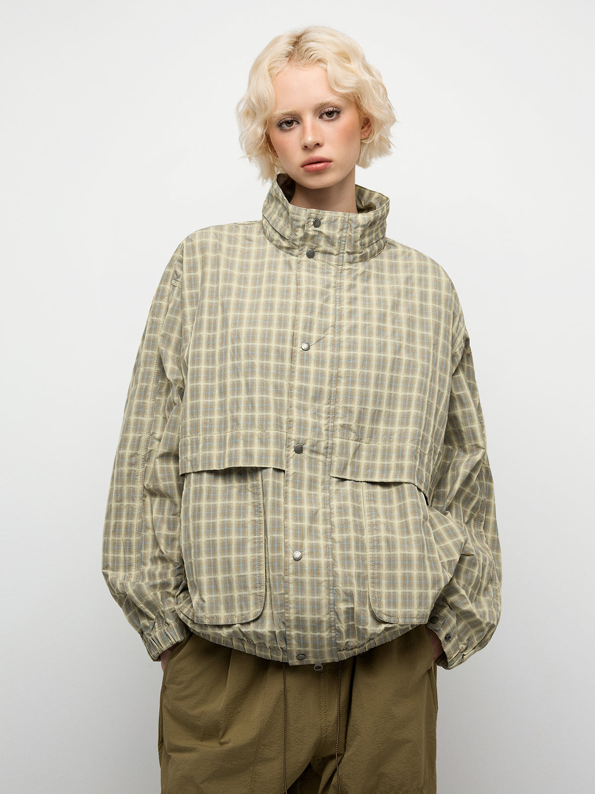 Grid Rush Windbreaker – Lime Beige