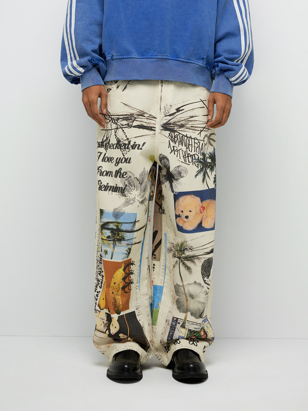 Pop Culture Collage Pants - Vanilla Dream