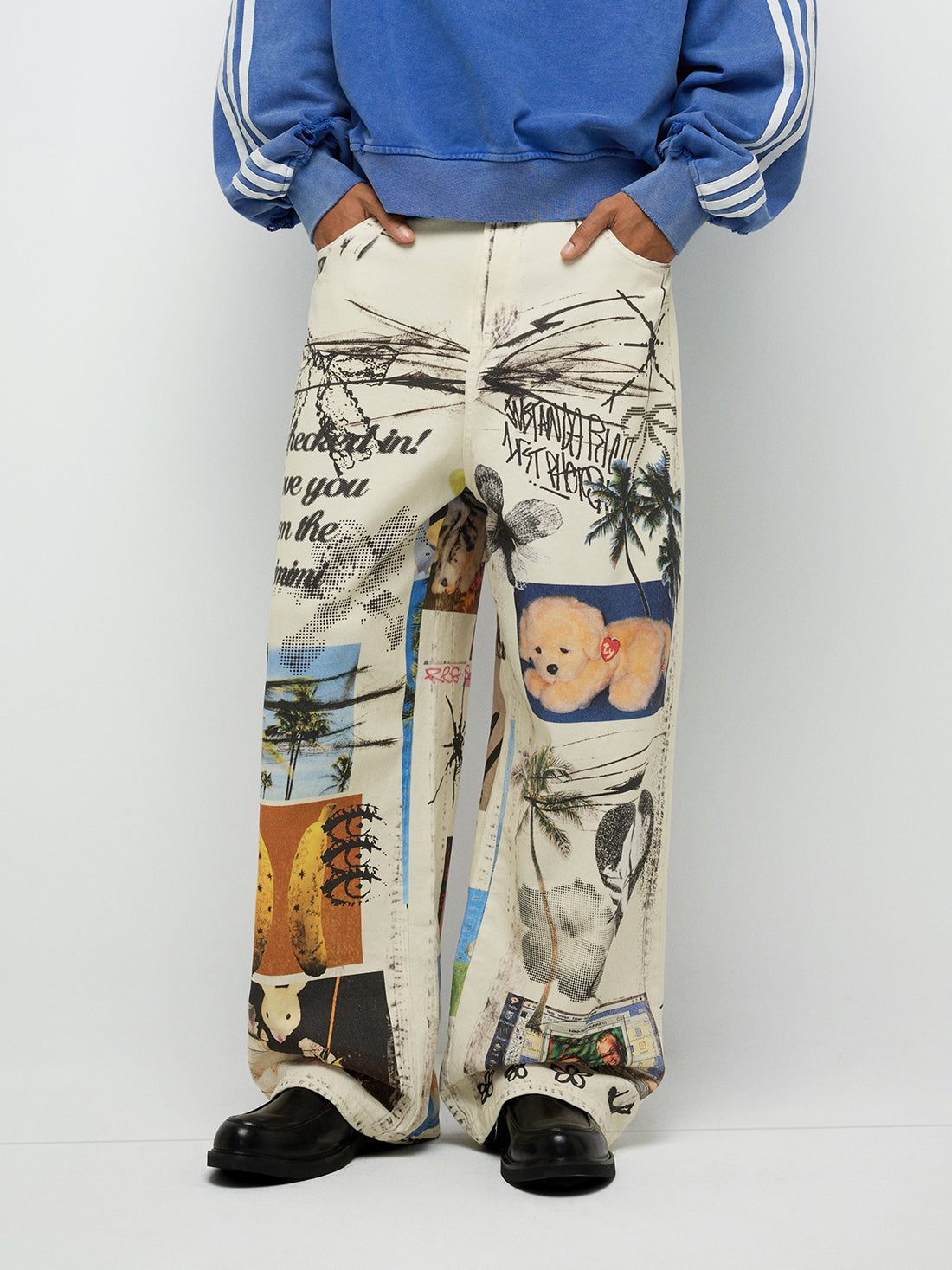 Pop Culture Collage Pants - Vanilla Dream