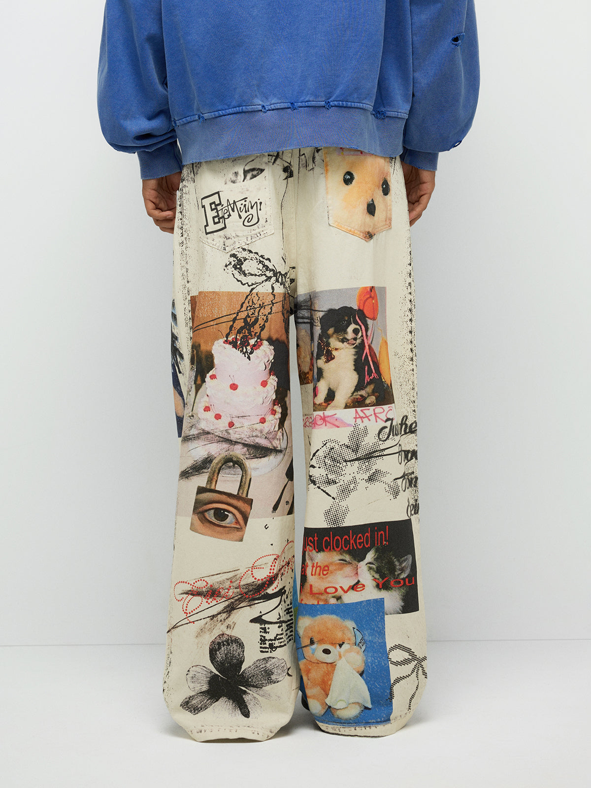 Pop Culture Collage Pants - Vanilla Dream