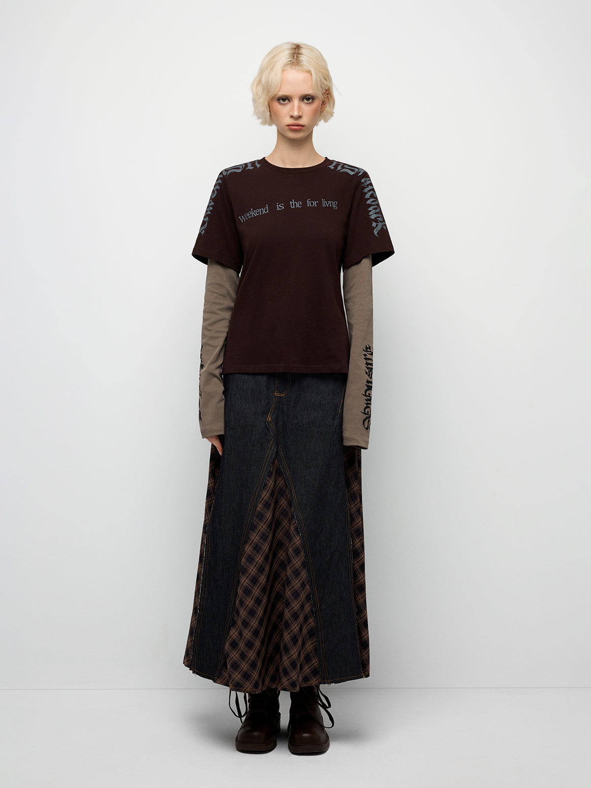Street Graffiti Layered Sleevetee - Mocha Brown