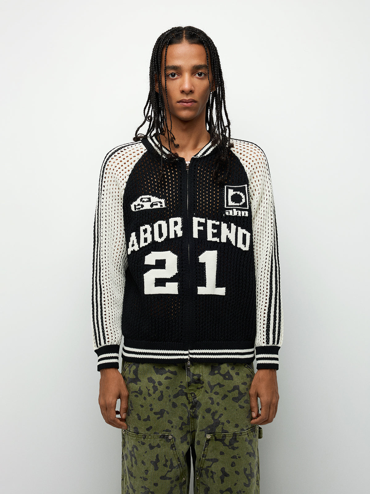 Mesh Varsity Zip Knit Varsity Jacket – Bold Black
