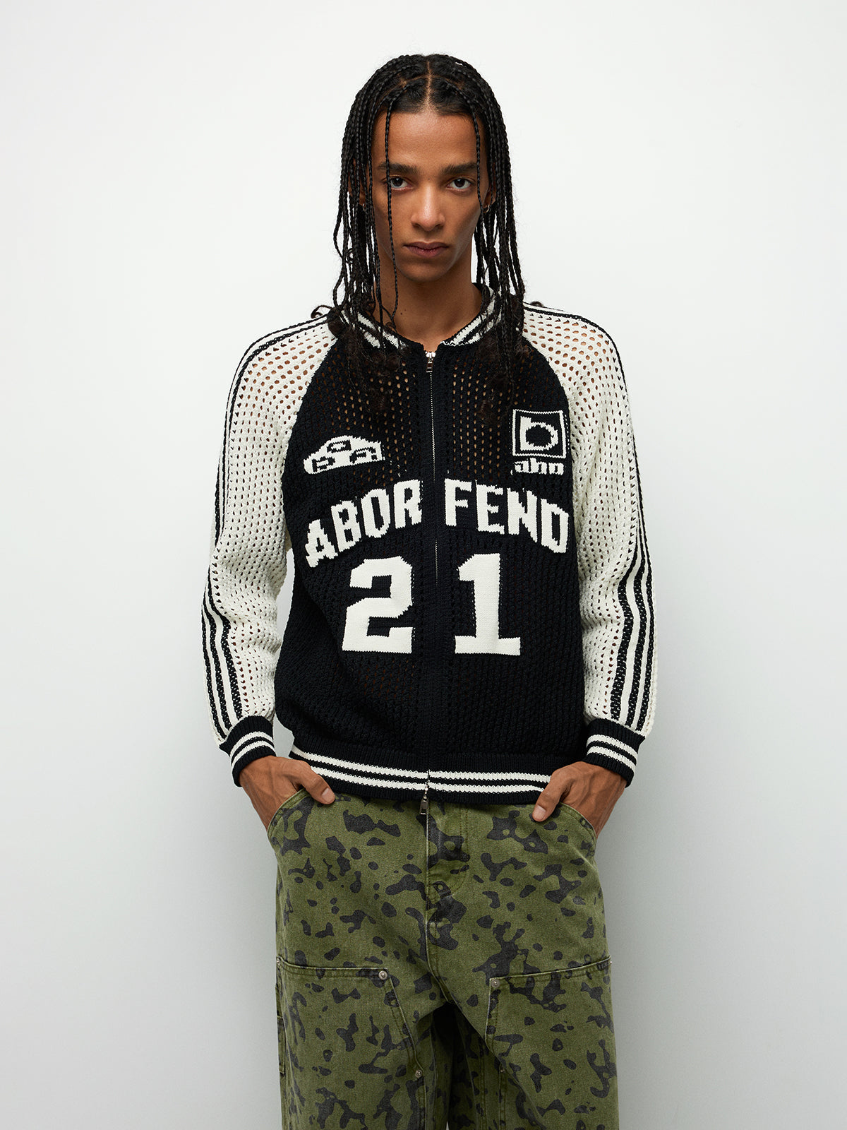 Mesh Varsity Zip Knit Varsity Jacket – Bold Black