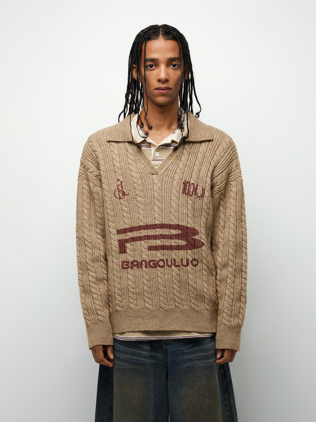 Cable Crew Sweater - Toasted Almond