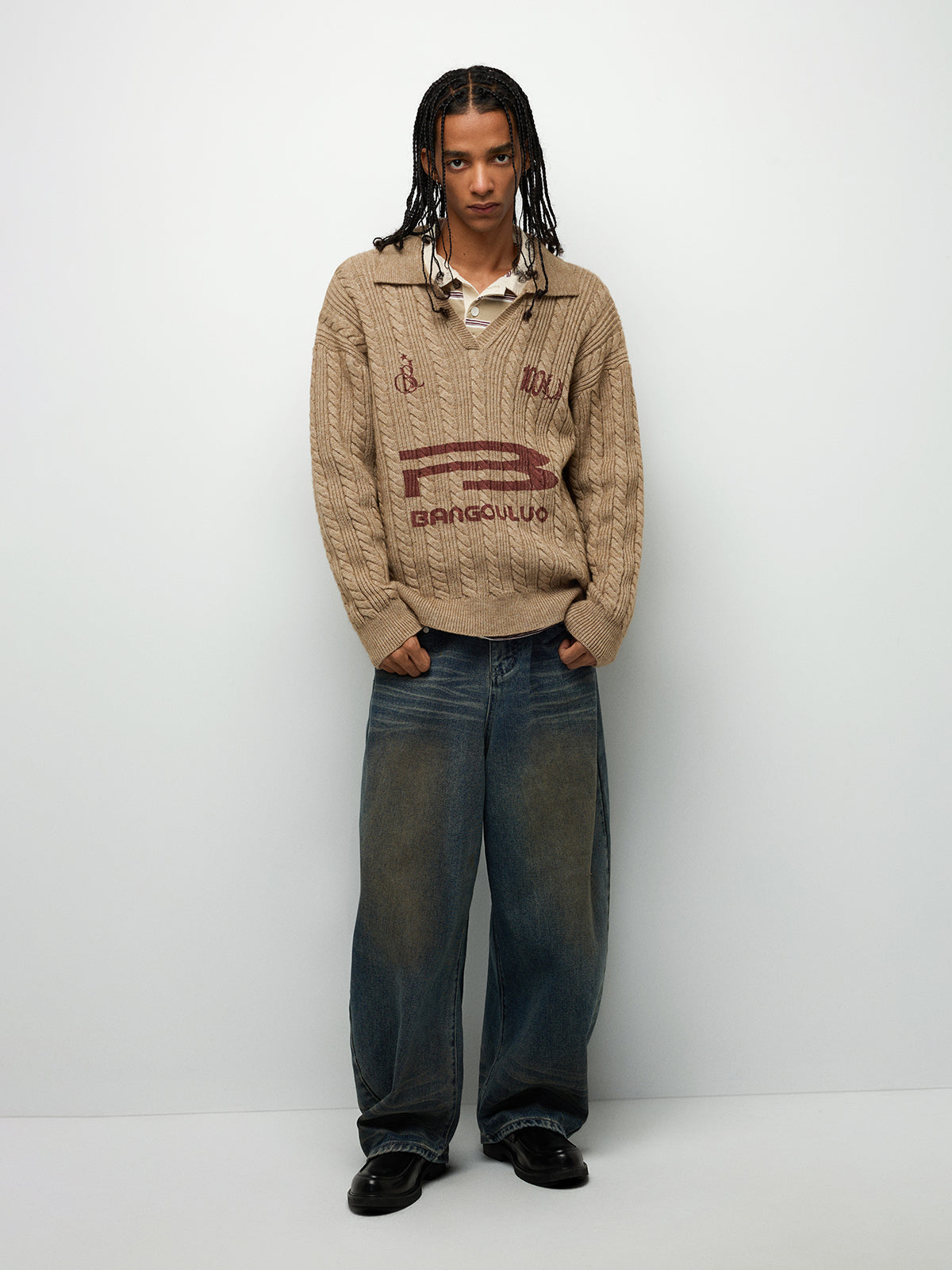Cable Crew Sweater - Toasted Almond