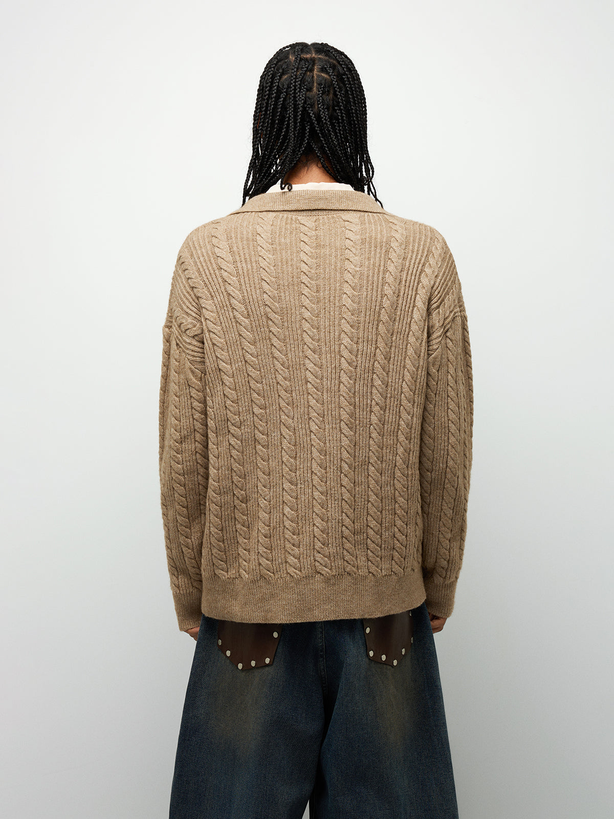 Cable Crew Sweater - Toasted Almond