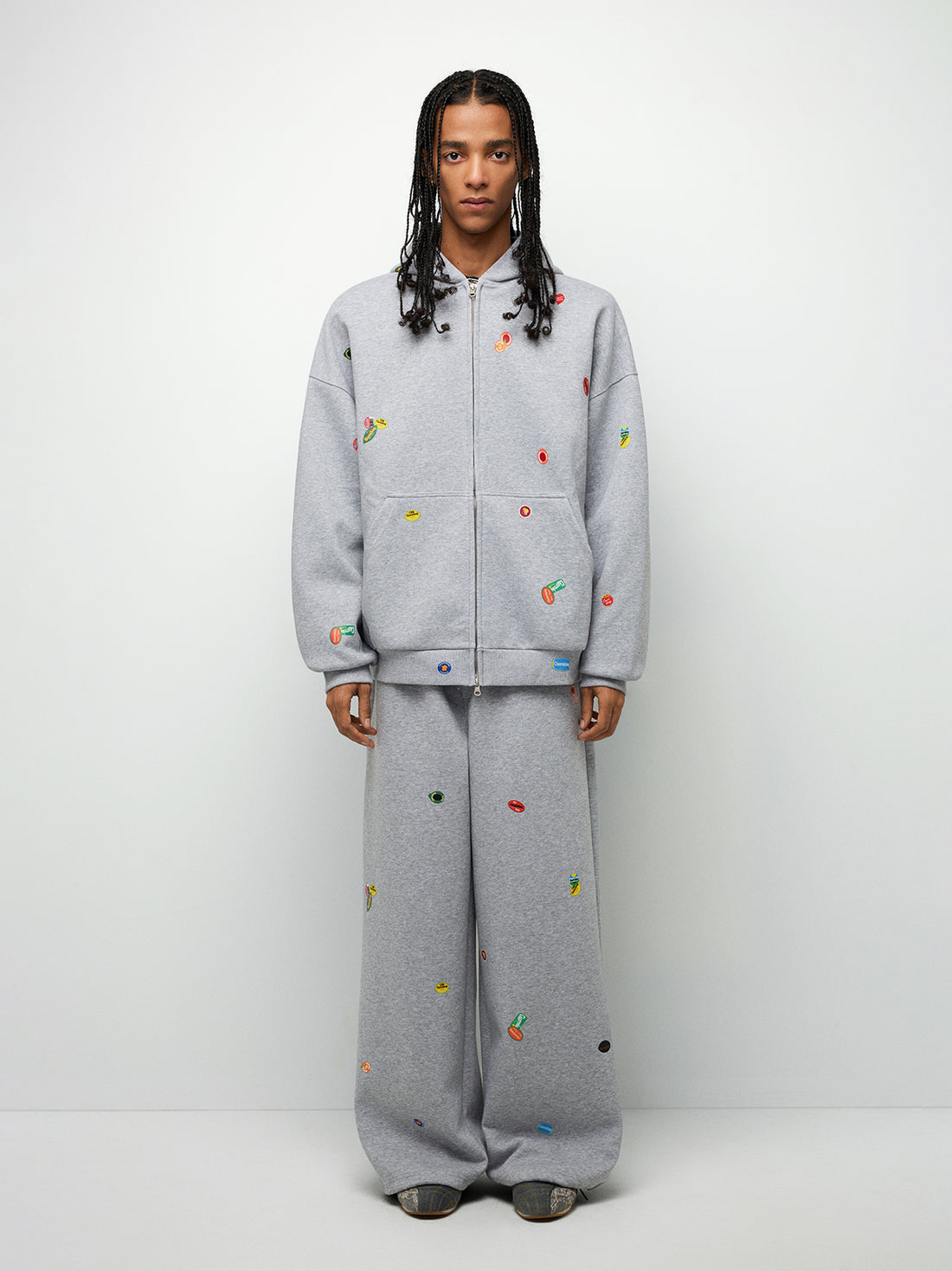 Sticker Patch Pants - Light Grey