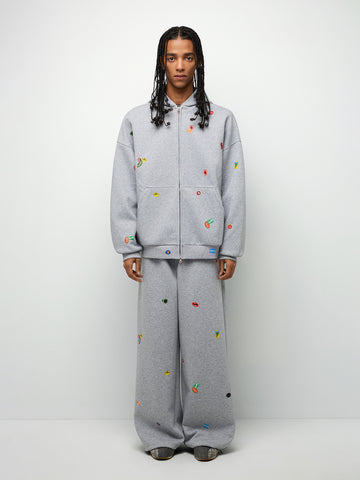 Doodle Zip Hoodie - Cloud Grey