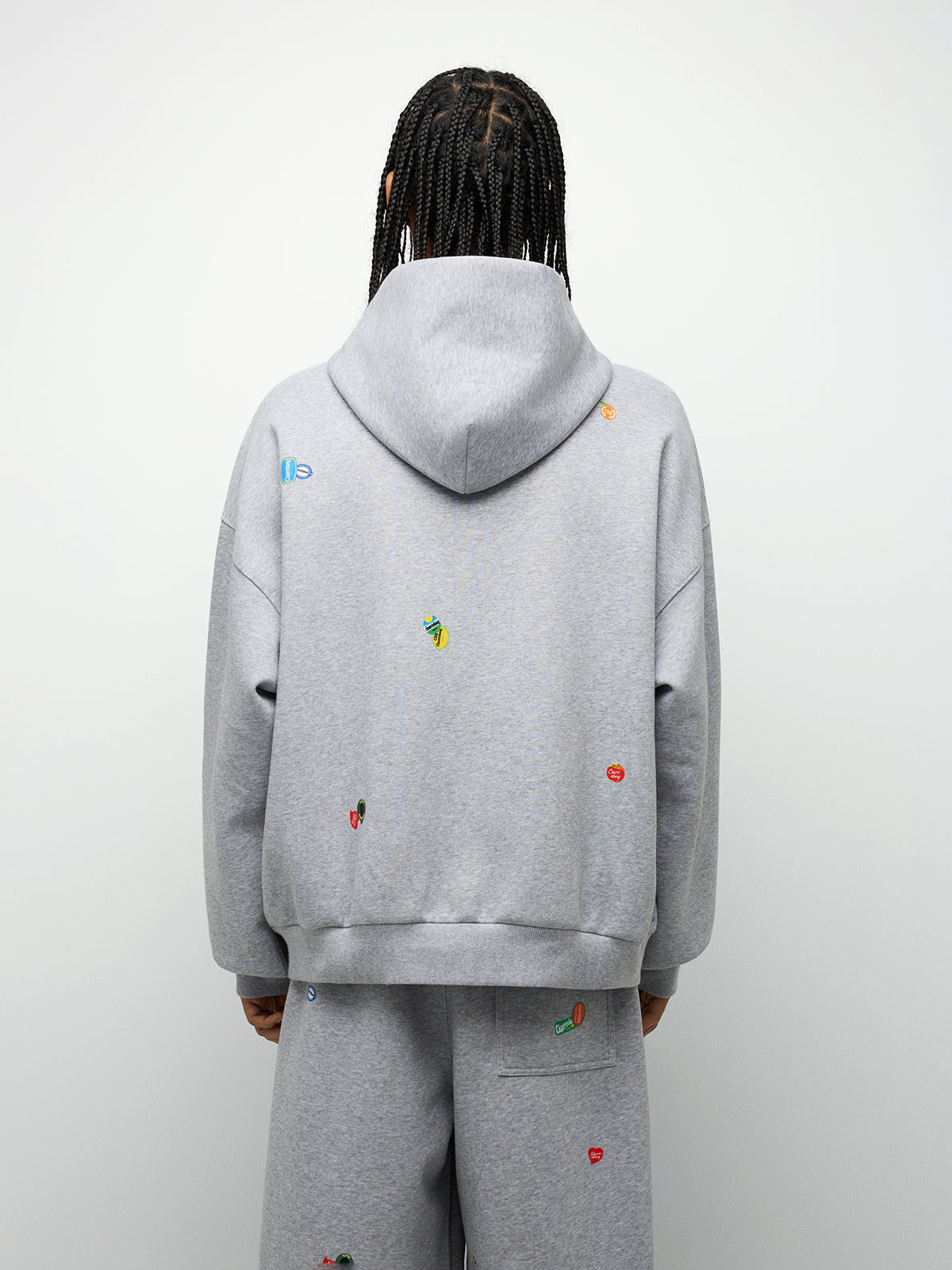 Doodle Zip Hoodie - Cloud Grey
