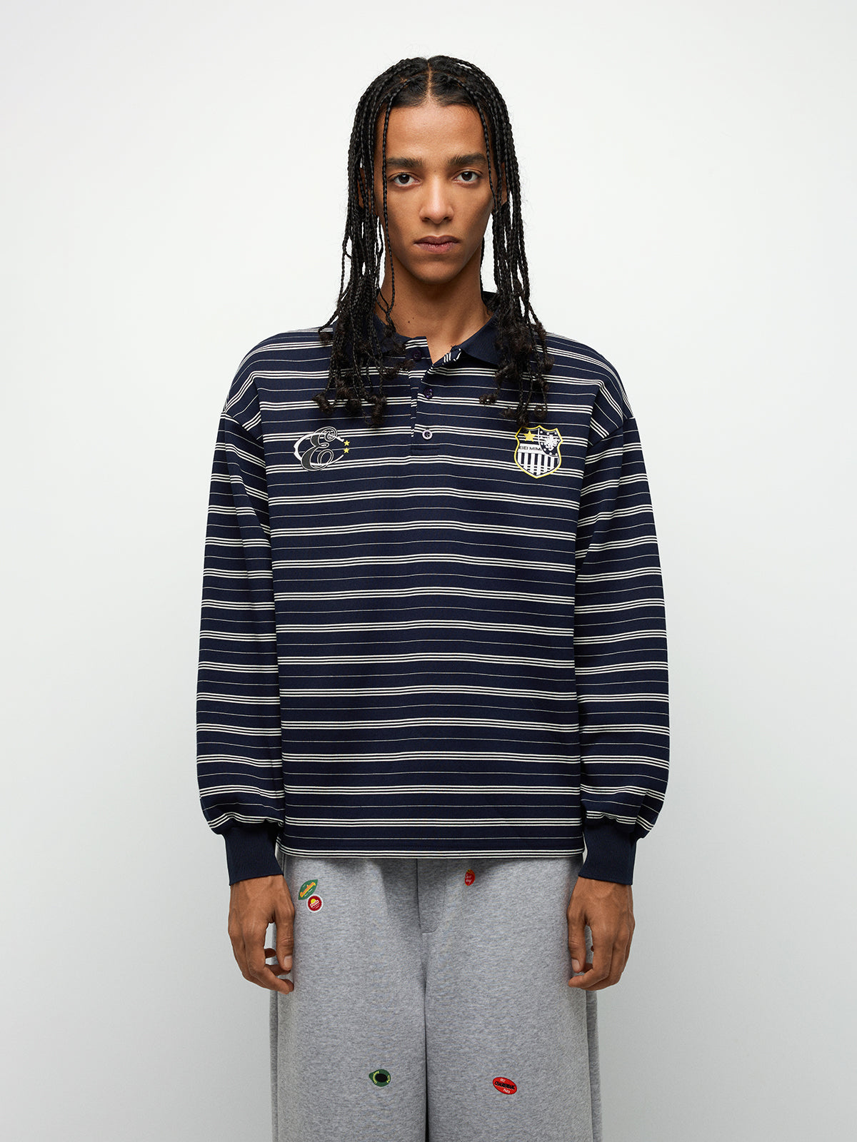 Sticker Patch Pants - Light Grey