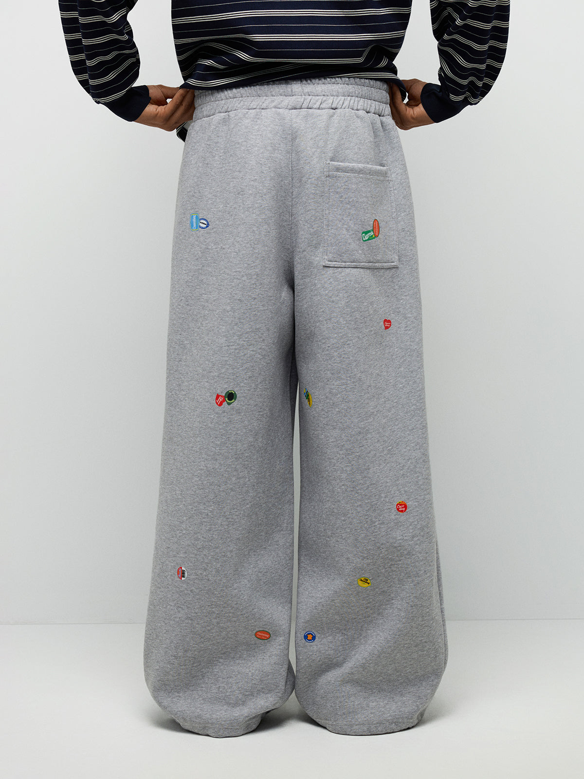Sticker Patch Pants - Light Grey