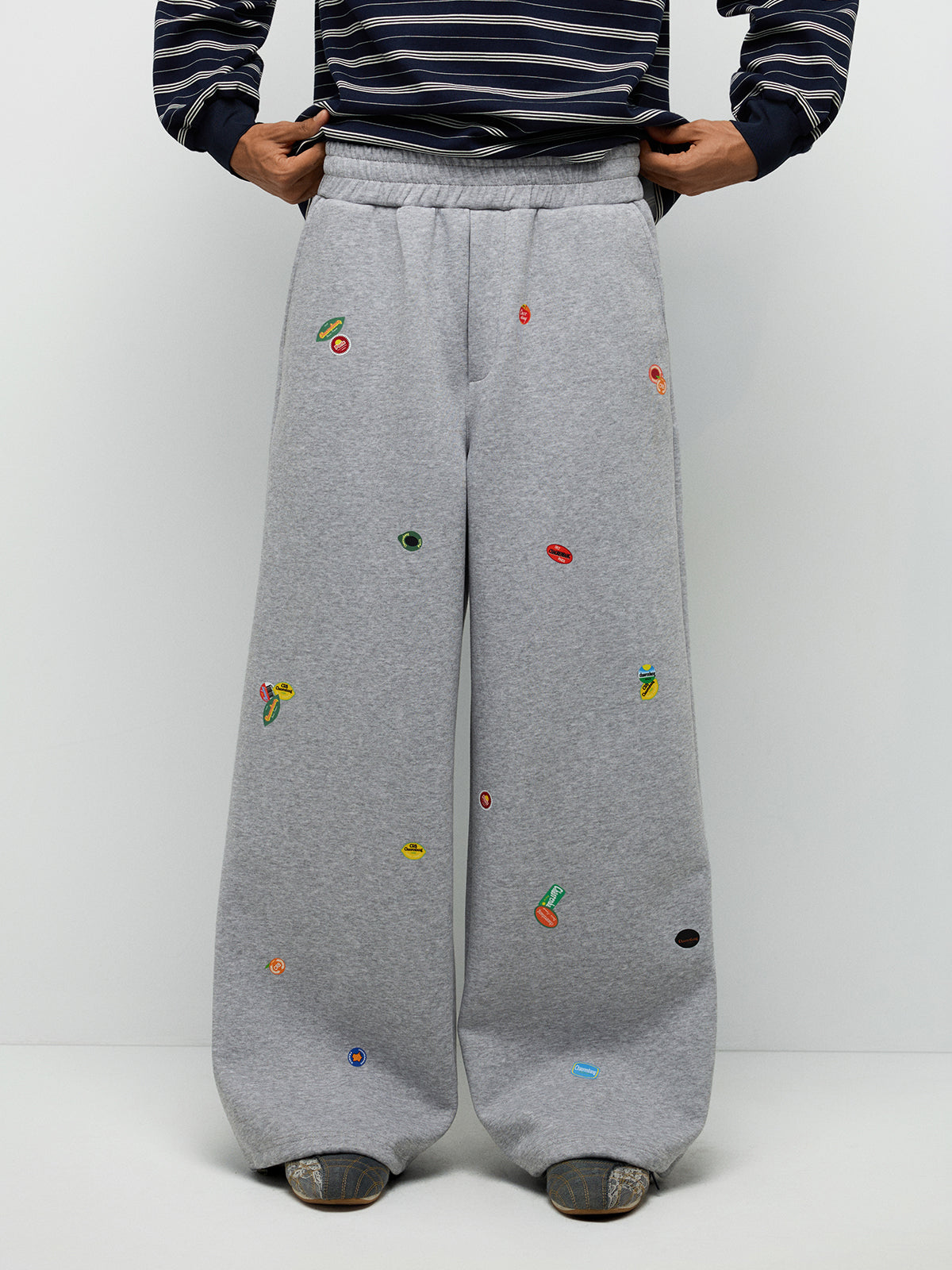 Sticker Patch Pants - Light Grey