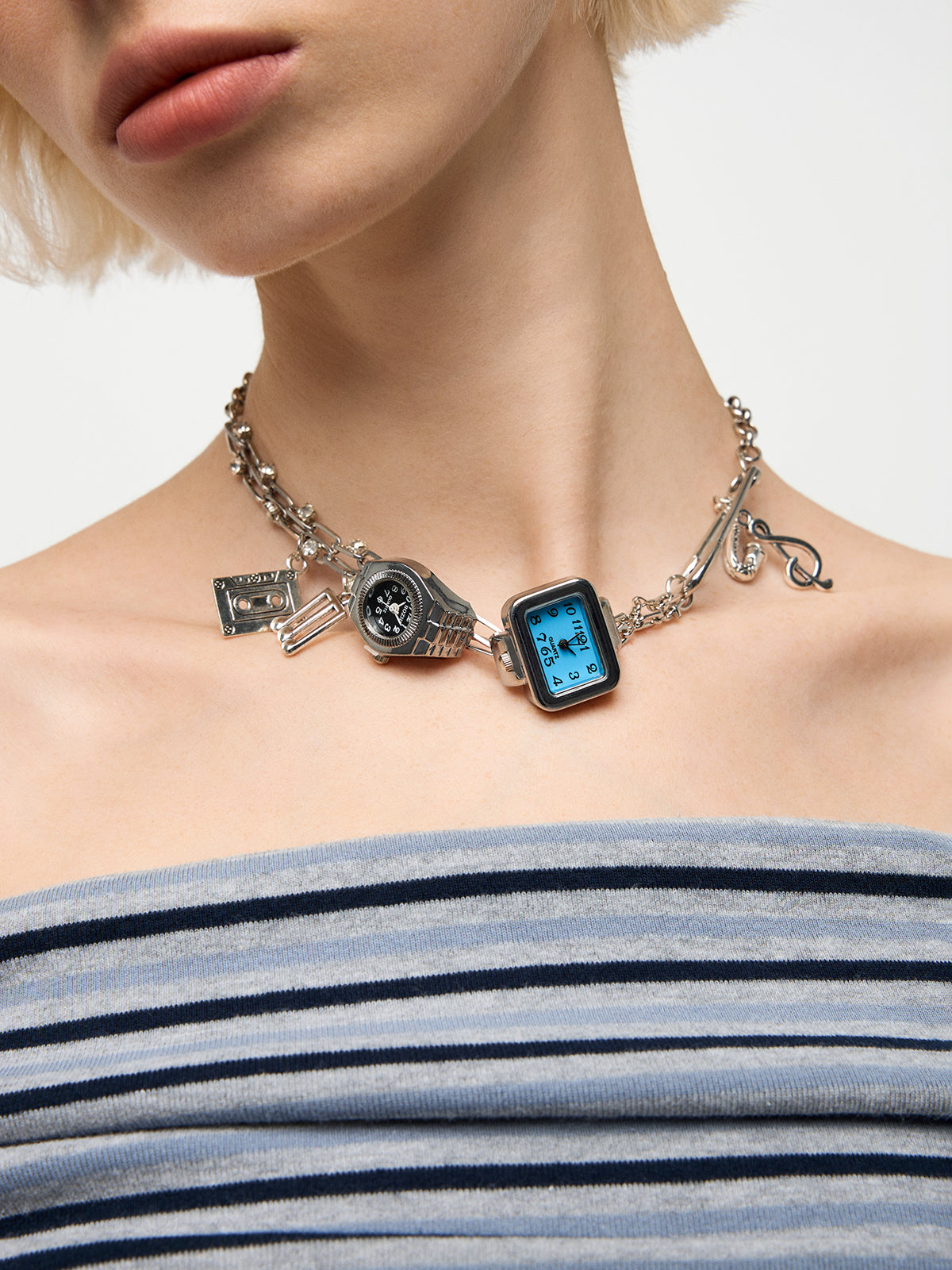 What Time Is It Necklace - Silver Mix