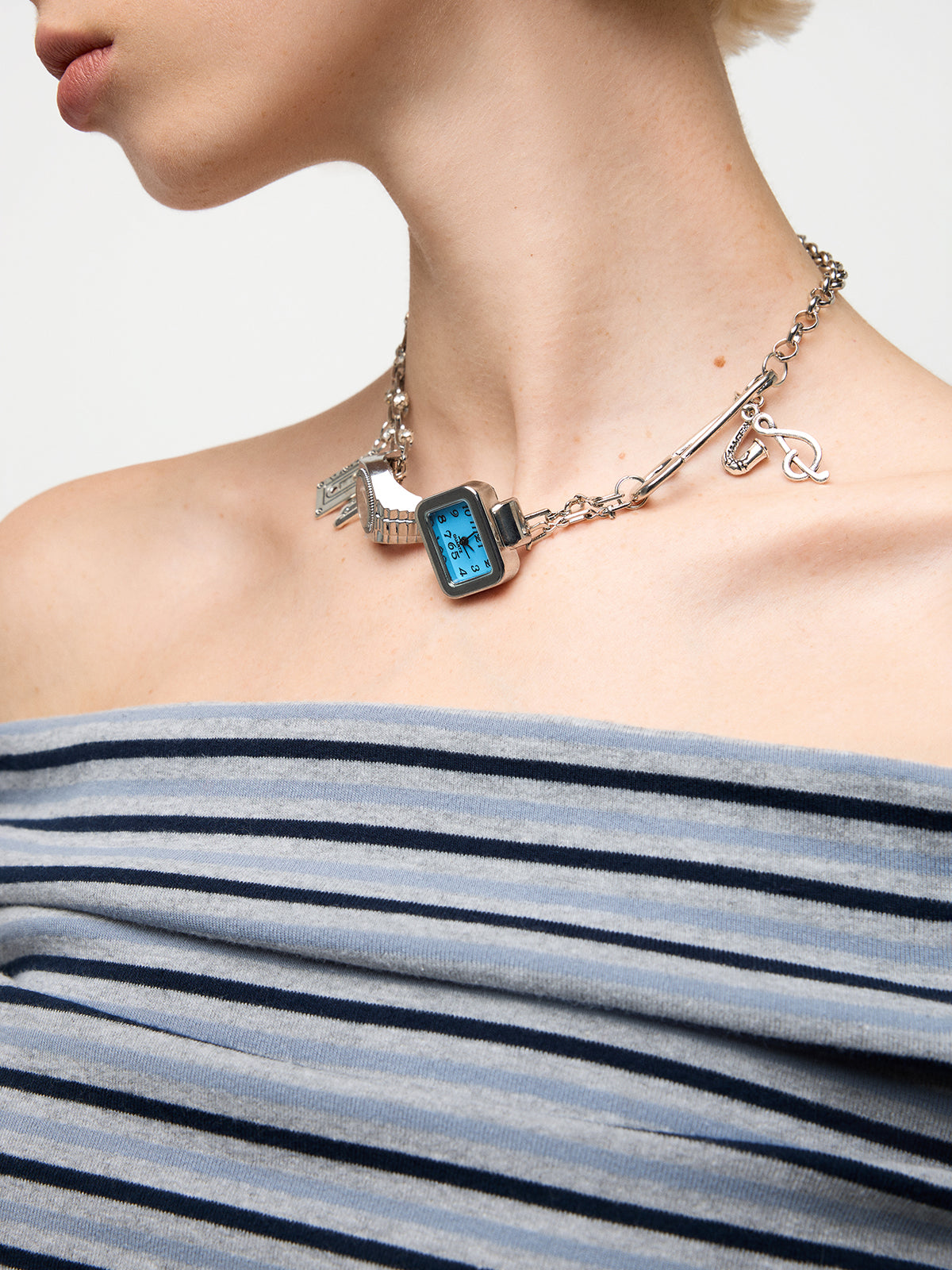 What Time Is It Necklace - Silver Mix