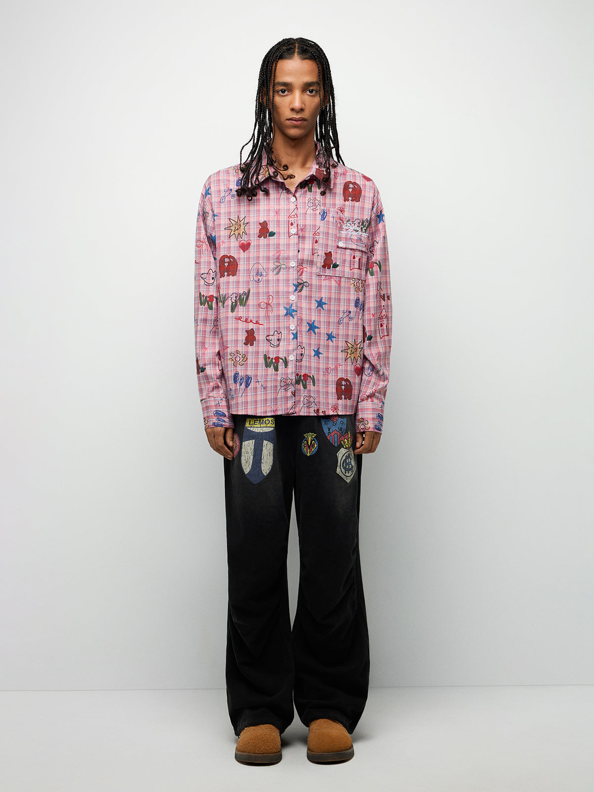 Graphic Button-Up Shirt – Multi Pink