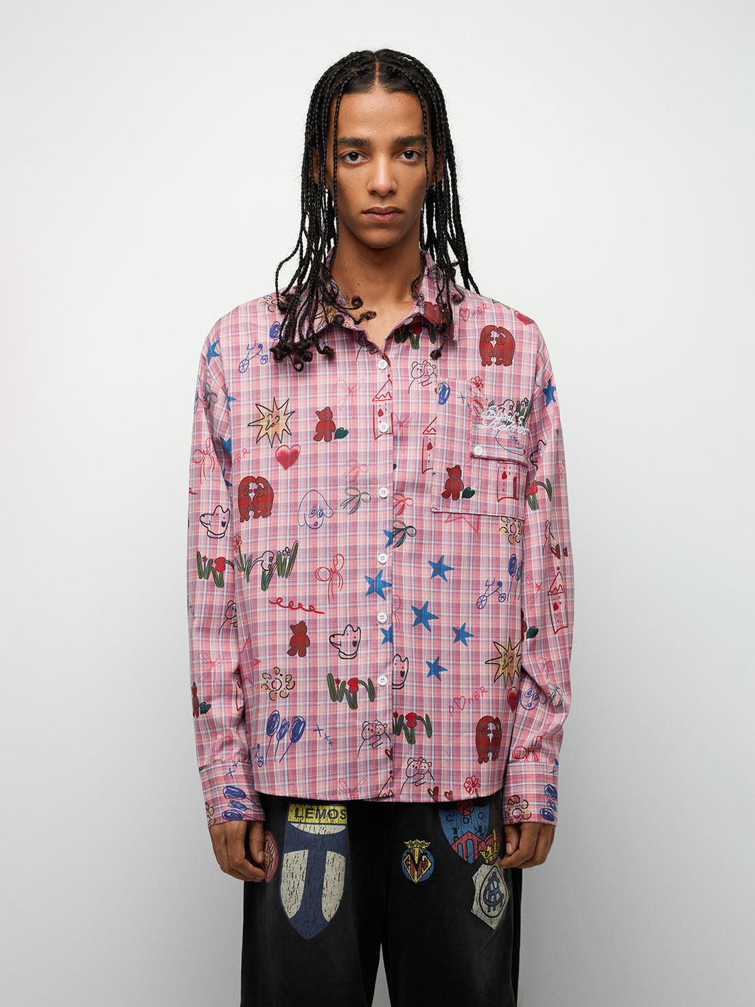 Graphic Button-Up Shirt – Multi Pink