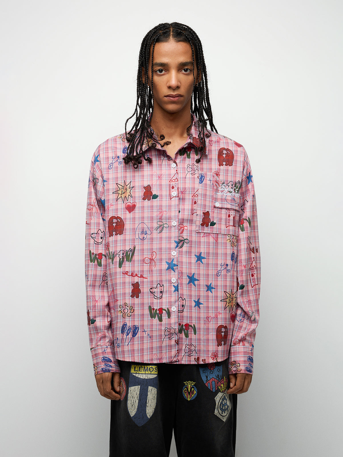 Graphic Button-Up Shirt – Multi Pink