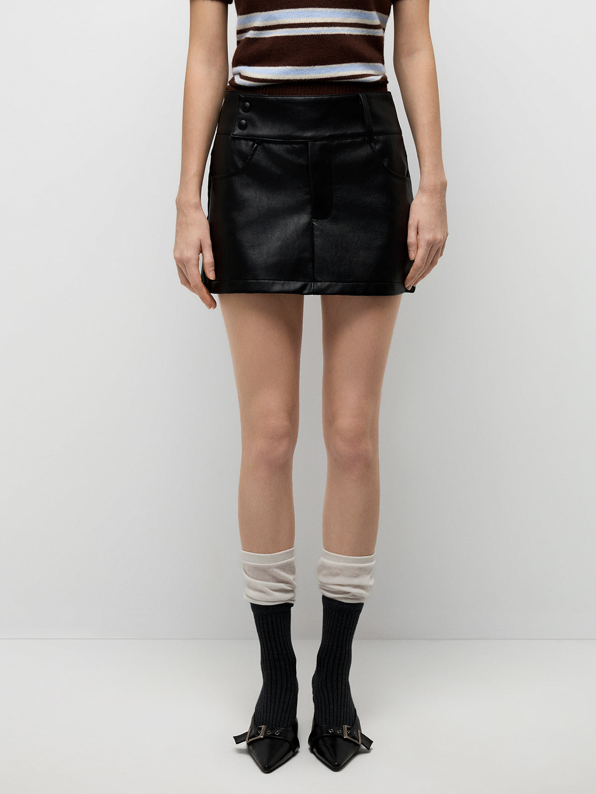 Faux Leather Mini Skirt – Classic Black
