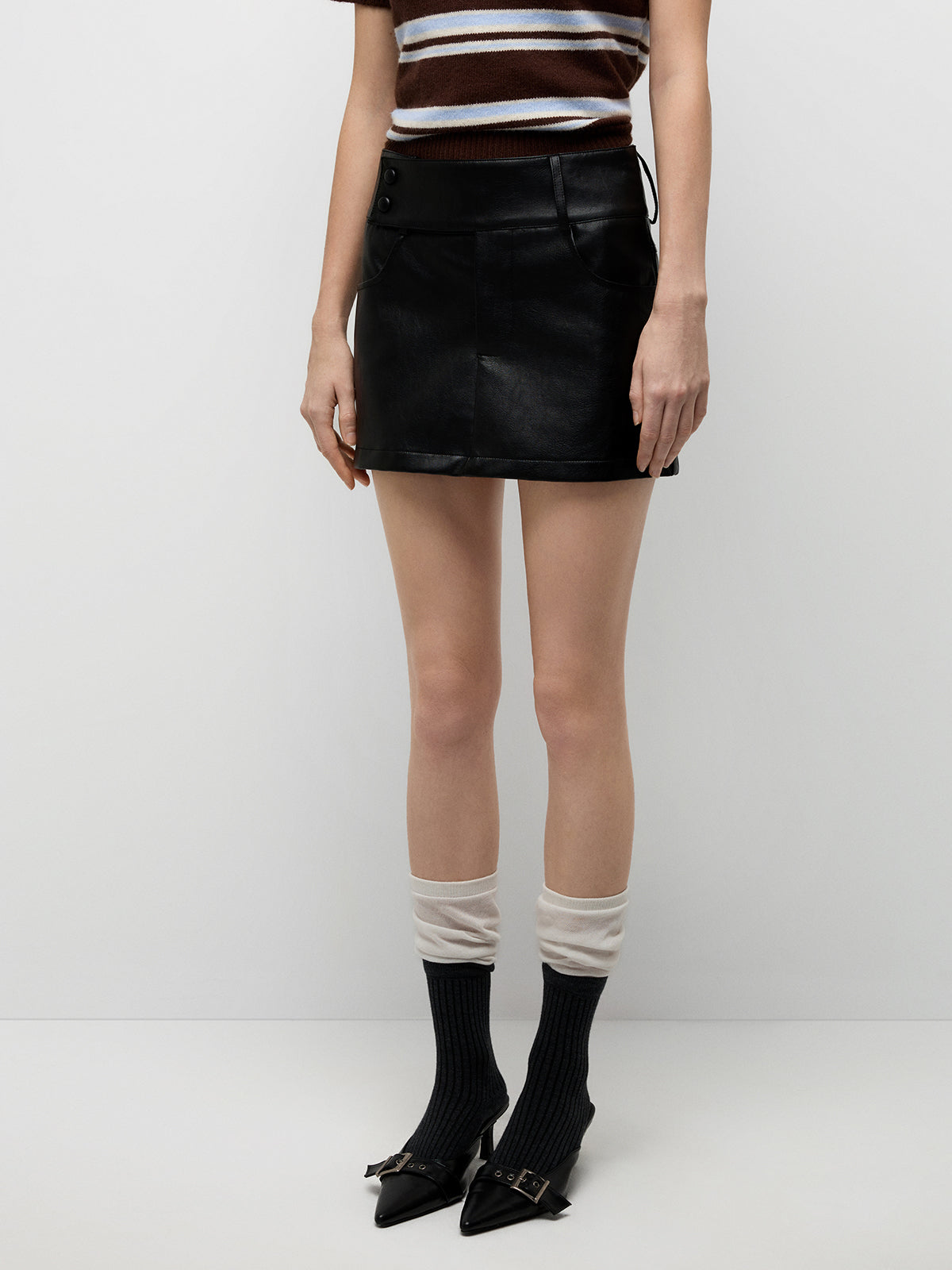 Faux Leather Mini Skirt – Classic Black