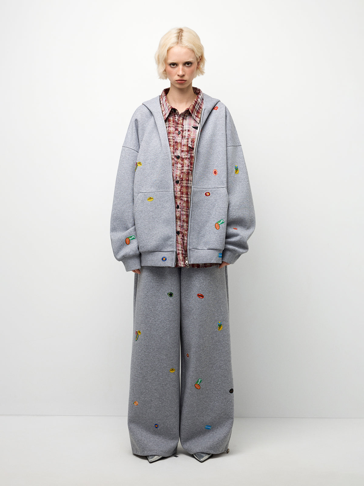 Sticker Patch Pants - Light Grey