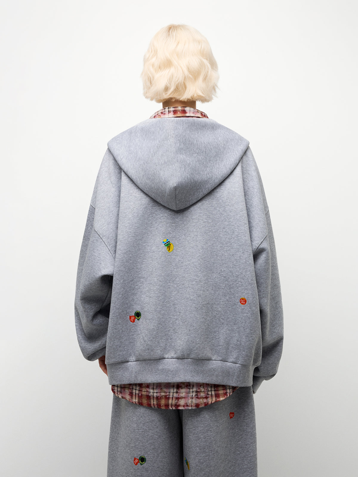 Doodle Zip Hoodie - Cloud Grey