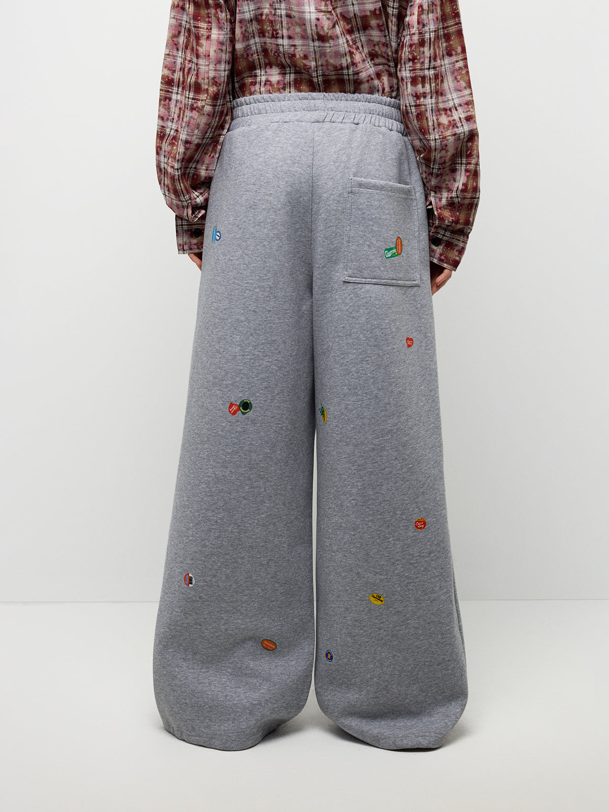 Sticker Patch Pants - Light Grey