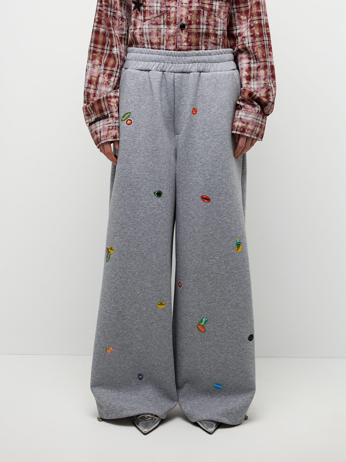 Sticker Patch Pants - Light Grey
