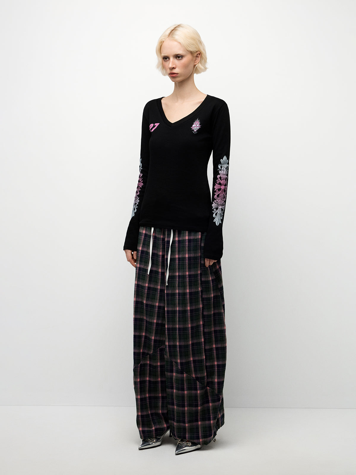 Plaid Ease Pants - Green Pink