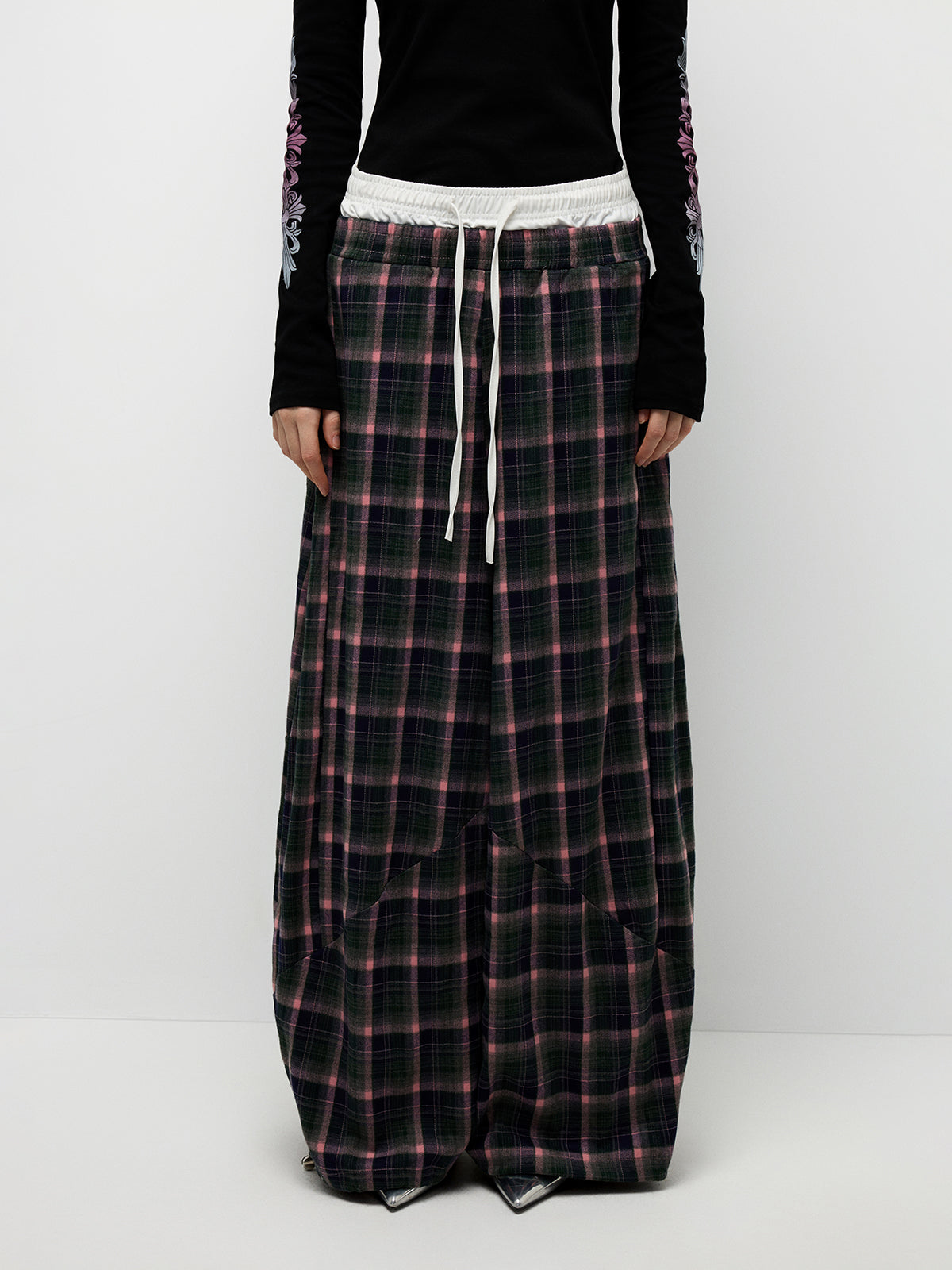 Plaid Ease Pants - Green Pink