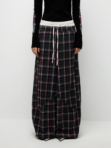 Plaid Ease Pants - Neon Green