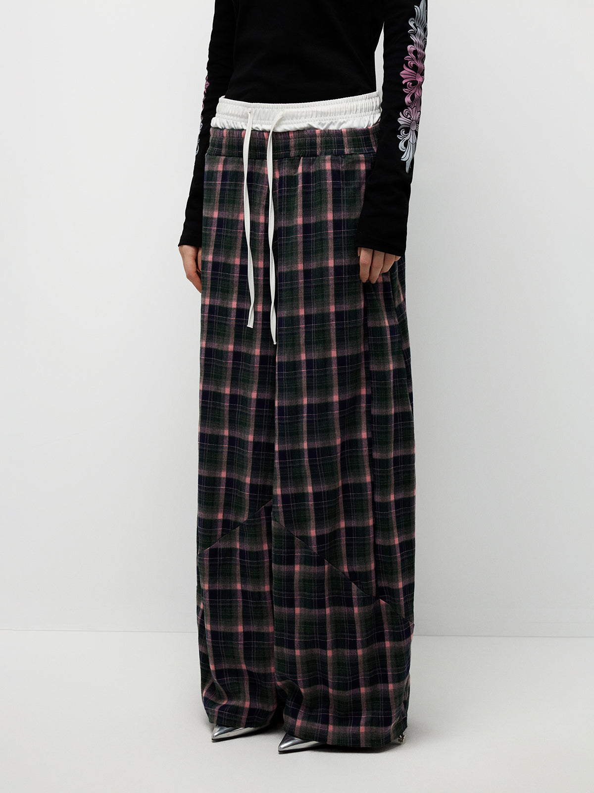 Plaid Ease Pants - Green Pink