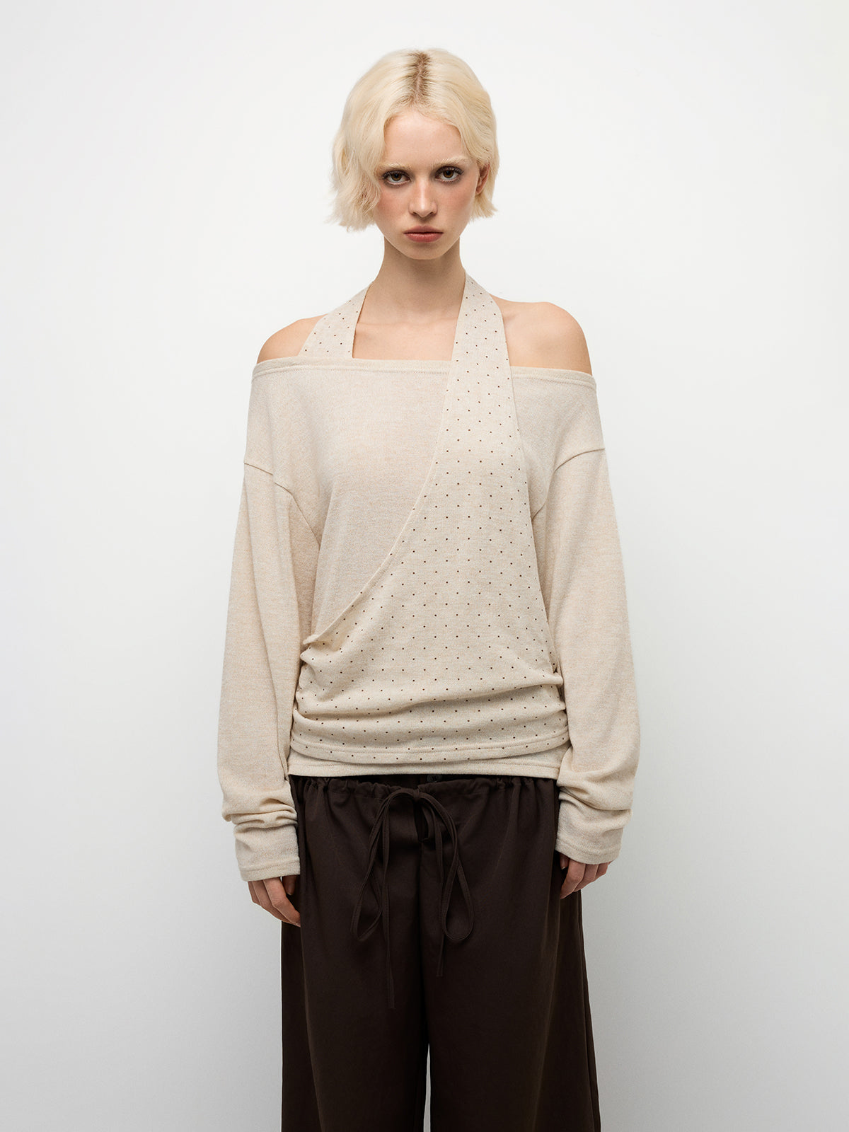 Harmony Dots Top – Cream Beige