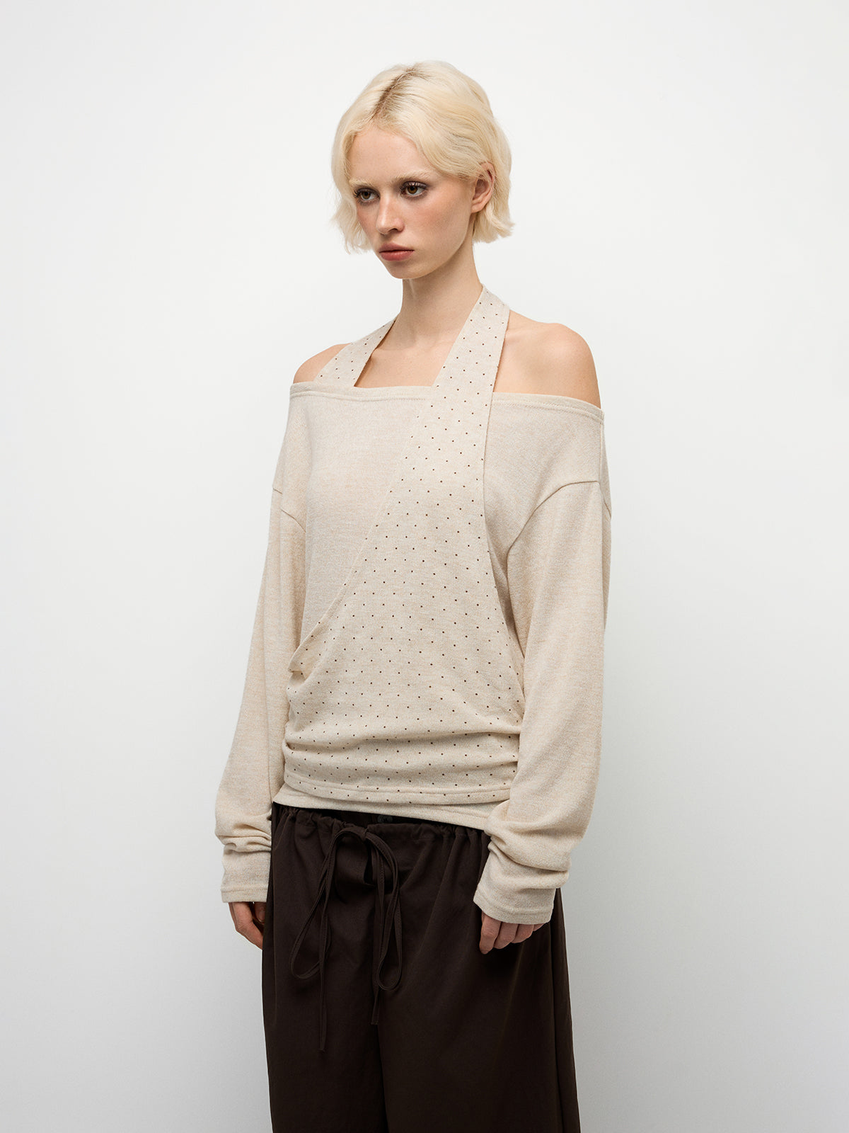 Harmony Dots Top – Cream Beige