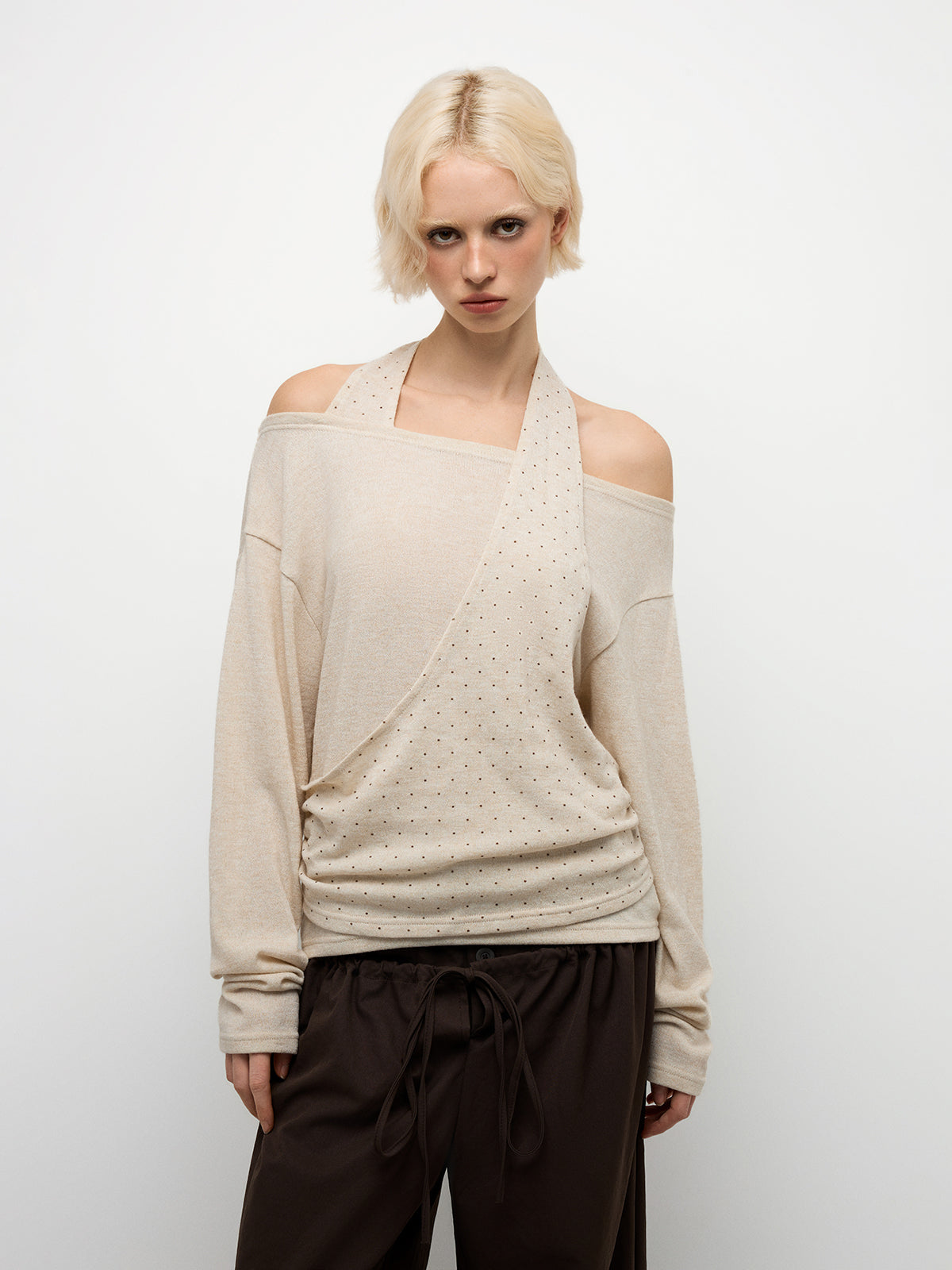 Harmony Dots Top – Cream Beige