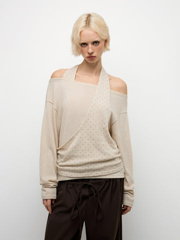 Harmony Dots Top – Cream Beige