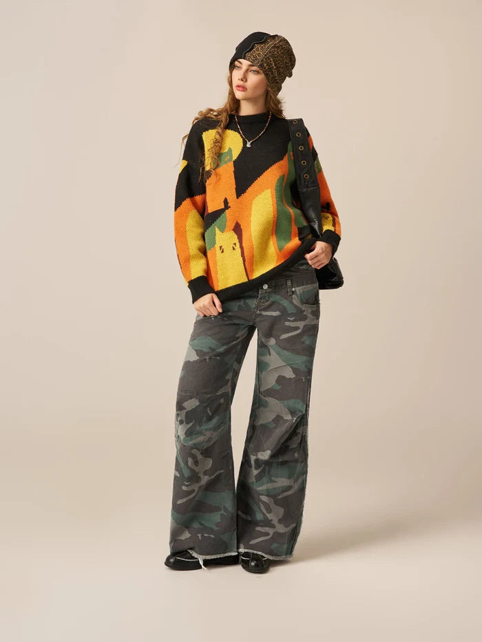 Weekday Outdoor Wide-leg Camouflage Cargo Maxi Pants - Brown
