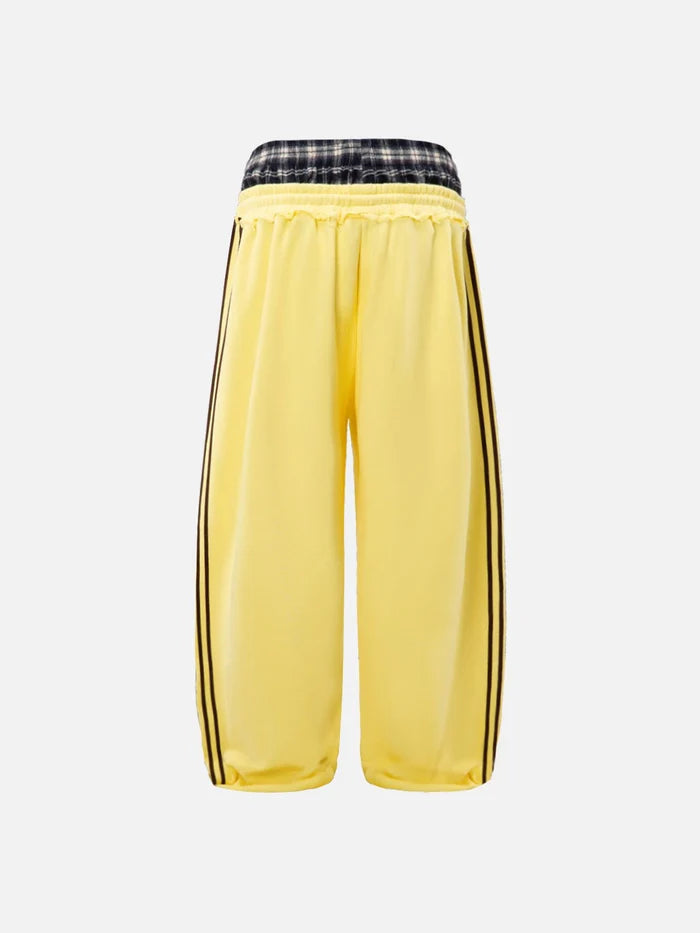 American Club Baggy Side-Stripe Track Maxi Pants - Yellow