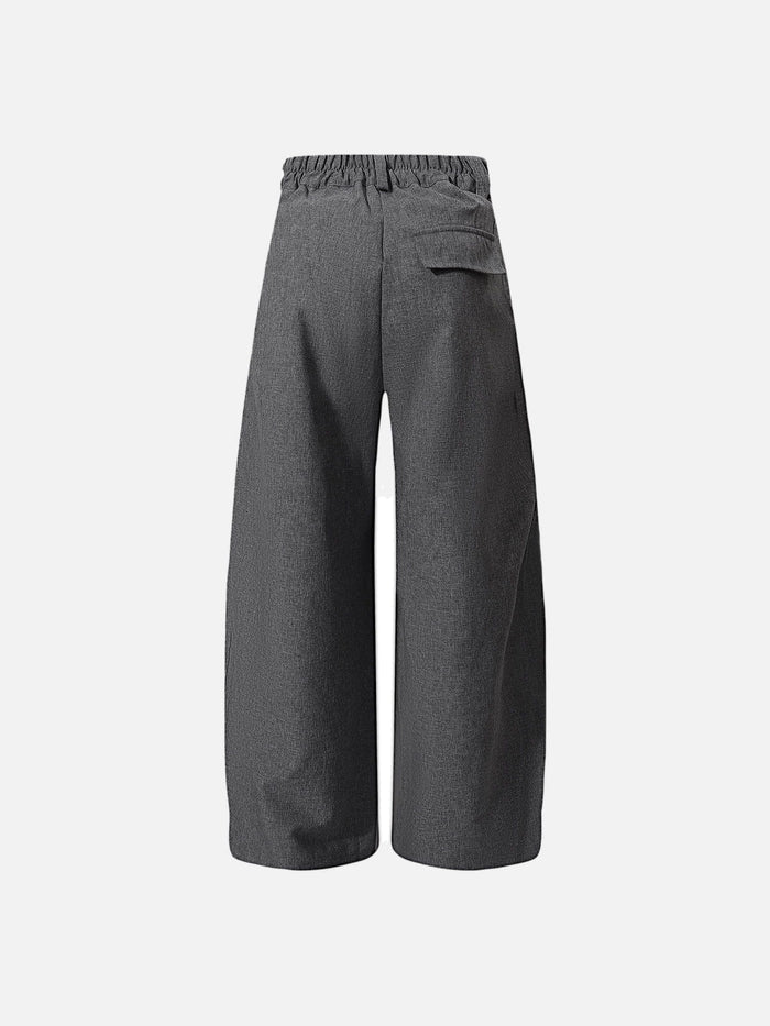 Co-ed Dorm Wide-leg Criss-Cross Waist Denim Maxi Pants - Grey