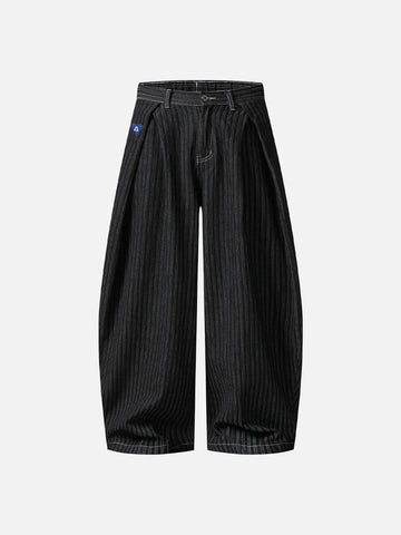 Co-ed Dorm Wide-leg Drawstring Parachute Maxi Pants - Black