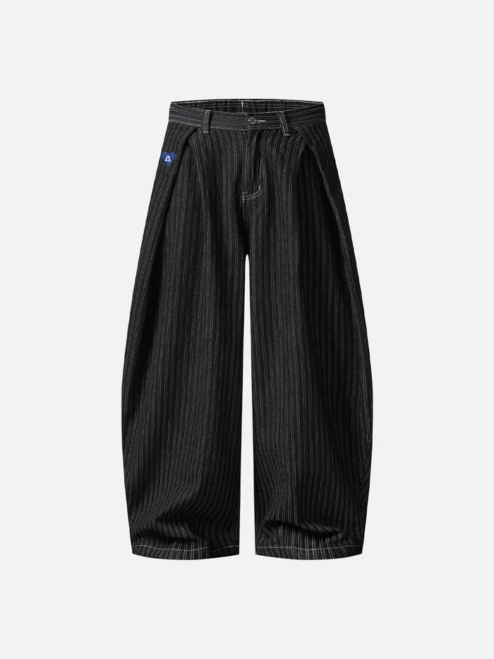 Co-ed Dorm Wide-leg Drawstring Parachute Maxi Pants - Black