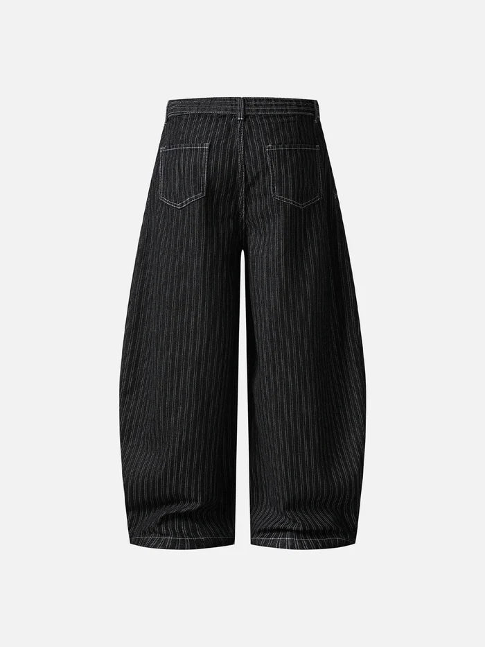 Co-ed Dorm Wide-leg Drawstring Parachute Maxi Pants - Black