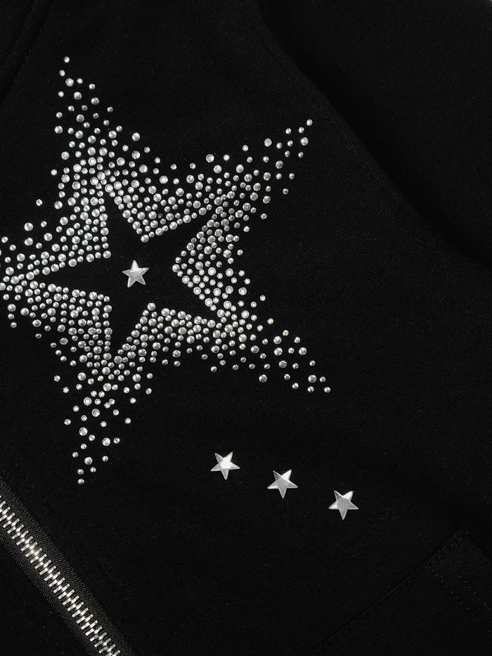 American Club Baggy Star Graphic Hooded Top - Black