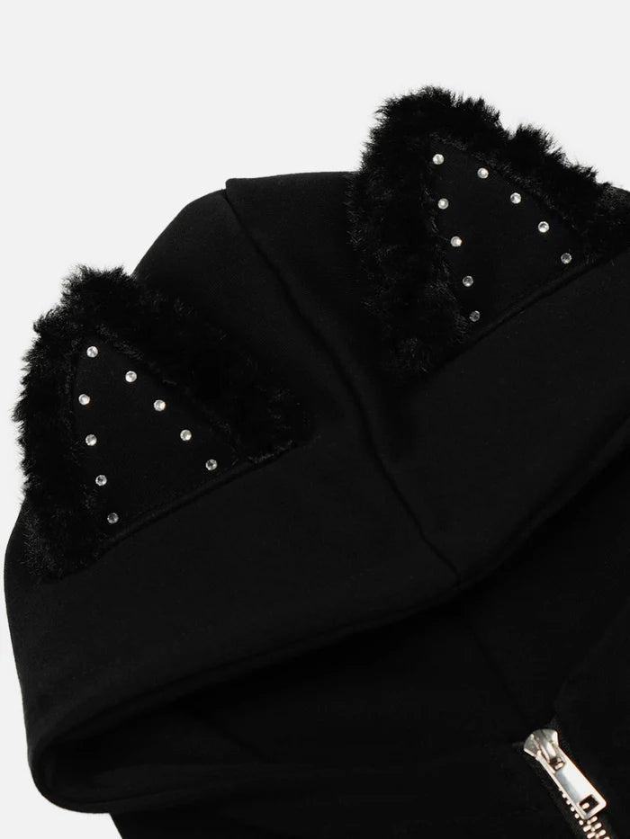American Club Baggy Star Graphic Hooded Top - Black