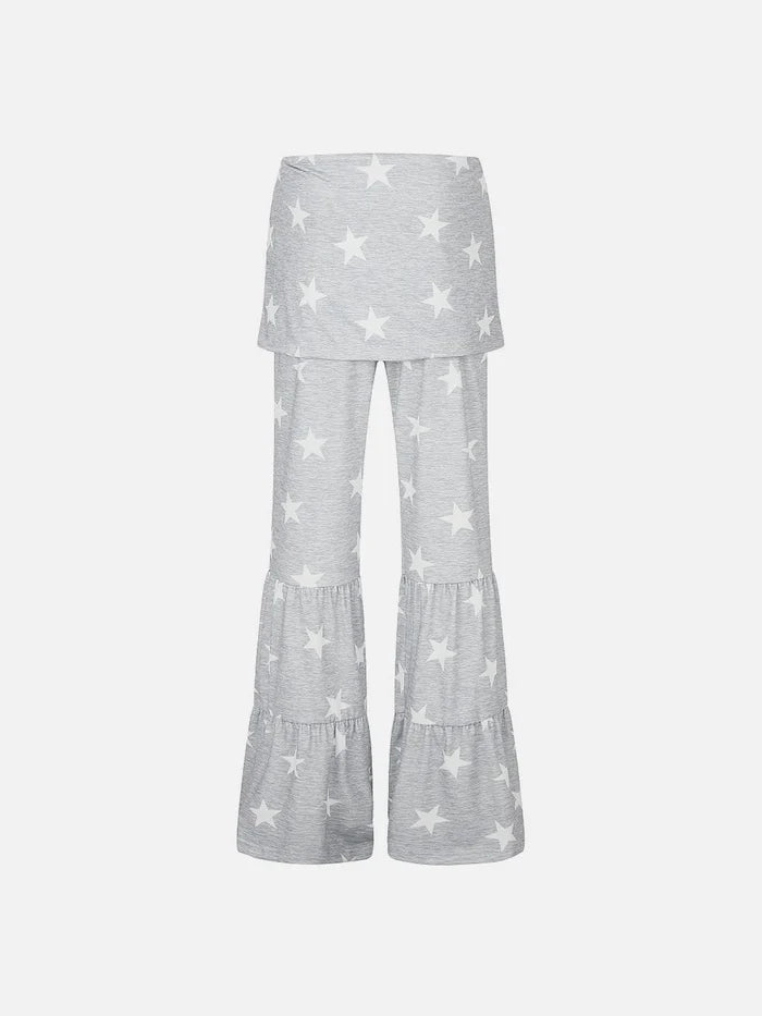 Co-ed Dorm Wide-leg Distressed Washed Maxi Pants - White